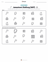 Jamestown-Siedlung (1607) druckbare Arbeitsblatt Vorschau