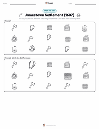 Jamestown Settlement (1607) printable worksheet preview