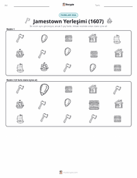 Jamestown Yerleşimi (1607) yazdırılabilir çalışma sayfası önizlemesi