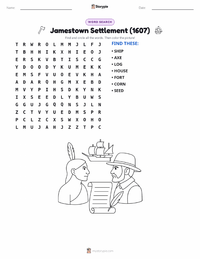 Jamestown Settlement (1607) printable worksheet preview