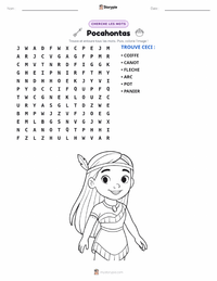 Aperçu de la feuille de travail imprimable Pocahontas