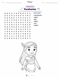 Pocahontas afdrukbare werkblad voorbeeld