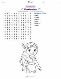 Prévia da folha de atividades imprimível Pocahontas