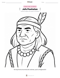 Página para colorear de Jefe Powhatan para niños