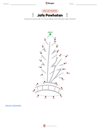 Vista previa de la hoja de trabajo imprimible de Jefe Powhatan