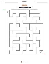 Vista previa de la hoja de trabajo imprimible de Jefe Powhatan