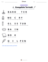 Evangelista Torricelli printable worksheet preview