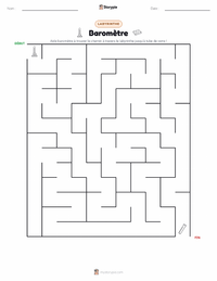 Aperçu de la feuille de travail imprimable Baromètre
