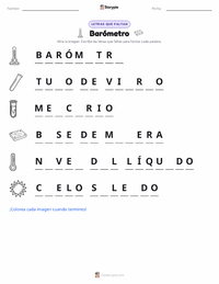 Vista previa de la hoja de trabajo imprimible de Barómetro