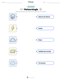 Hoja de trabajo imprimible de Meteorología para niños