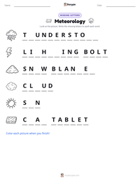 Meteorology printable worksheet preview
