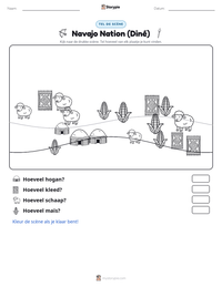 Navajo Nation (Diné) afdrukbare werkblad voorbeeld