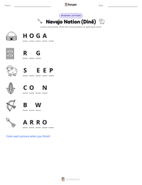 Navajo Nation (Diné) printable worksheet preview