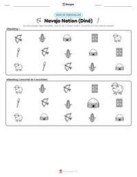 Navajo Nation (Diné) afdrukbare werkblad voorbeeld