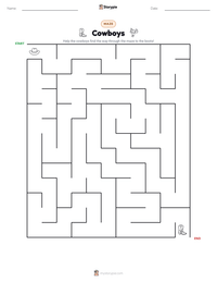 Cowboys printable worksheet preview