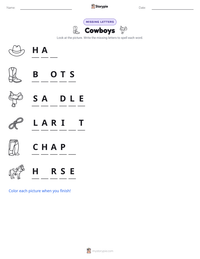 Cowboys printable worksheet preview