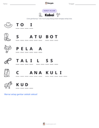 Prabaca lembar kerja cetak Koboi