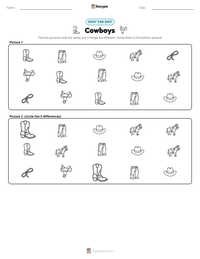 Cowboys printable worksheet preview