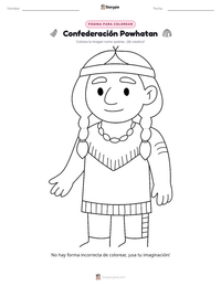 Vista previa de la hoja de trabajo imprimible de Confederación Powhatan