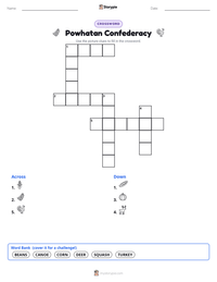 Powhatan Confederacy printable worksheet preview