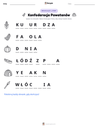 Podgląd drukowalnego arkusza ćwiczeń Konfederacja Powatanów