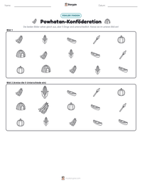 Powhatan-Konföderation druckbare Arbeitsblatt Vorschau