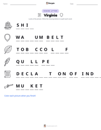 Virginia printable worksheet preview