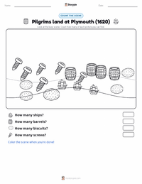 Pilgrims land at Plymouth (1620) printable worksheet preview