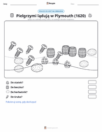 Podgląd drukowalnego arkusza ćwiczeń Pielgrzymi lądują w Plymouth (1620)