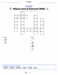 Pilgrims land at Plymouth (1620) printable worksheet preview