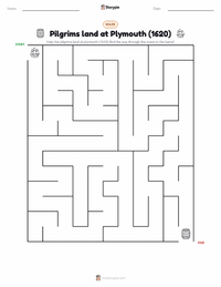 Pilgrims land at Plymouth (1620) printable worksheet preview