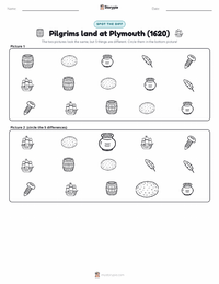 Pilgrims land at Plymouth (1620) printable worksheet preview