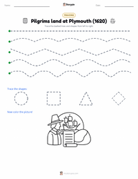 Pilgrims land at Plymouth (1620) printable worksheet preview