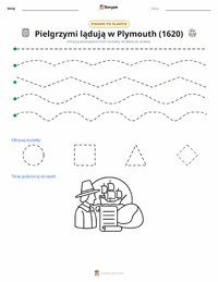Podgląd drukowalnego arkusza ćwiczeń Pielgrzymi lądują w Plymouth (1620)
