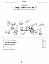 İhtiyaçlar ve İstekler yazdırılabilir çalışma sayfası önizlemesi