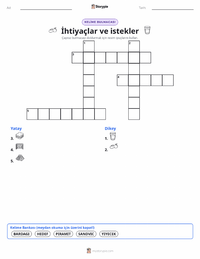 İhtiyaçlar ve İstekler yazdırılabilir çalışma sayfası önizlemesi