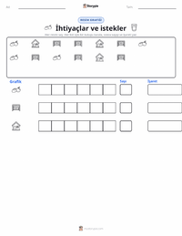 İhtiyaçlar ve İstekler yazdırılabilir çalışma sayfası önizlemesi
