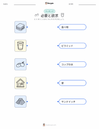 必要と欲求 の印刷可能ワークシートプレビュー