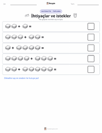 İhtiyaçlar ve İstekler yazdırılabilir çalışma sayfası önizlemesi