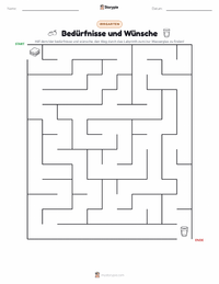 Bedürfnisse und Wünsche druckbare Arbeitsblatt Vorschau