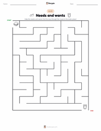 Needs and wants printable worksheet preview
