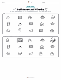 Bedürfnisse und Wünsche druckbare Arbeitsblatt Vorschau