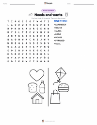 Needs and wants printable worksheet preview