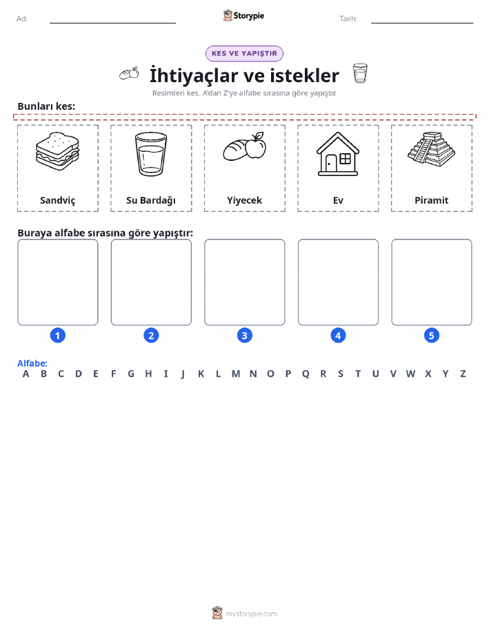 Kes & Yapıştır Alfabe
