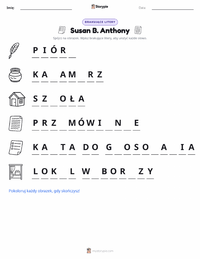 Podgląd drukowalnego arkusza ćwiczeń Susan B. Anthony