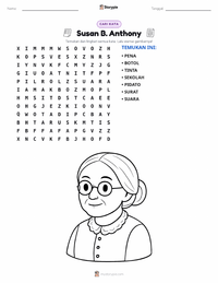 Prabaca lembar kerja cetak Susan B. Anthony