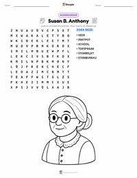Susan B. Anthony afdrukbare werkblad voorbeeld