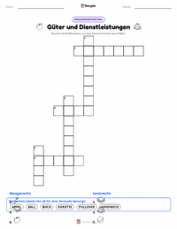 Waren und Dienstleistungen druckbare Arbeitsblatt Vorschau