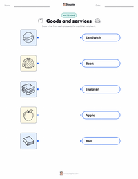 Goods and services printable worksheet for kids