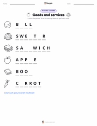 Goods and services printable worksheet preview